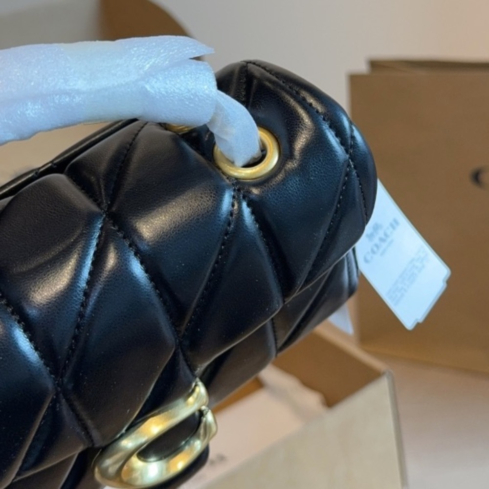 Coach Tabby Mini Quilted Leather Shoulder Crossbody Bag Black - Picture 3 of 6
